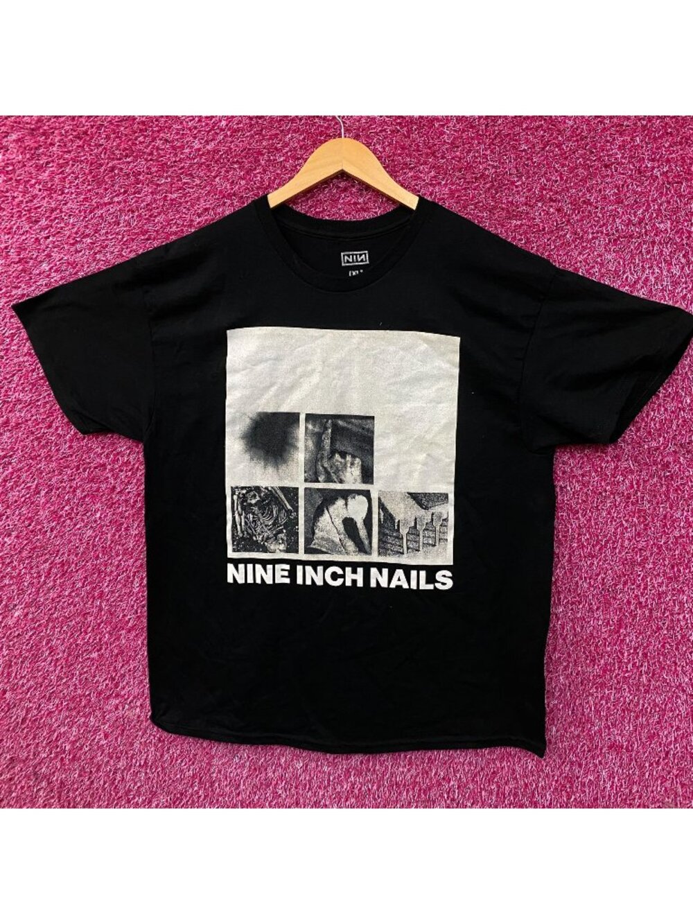 Nine Inch Nails Black & White Photo Collage Rock Band T-Shirt XL